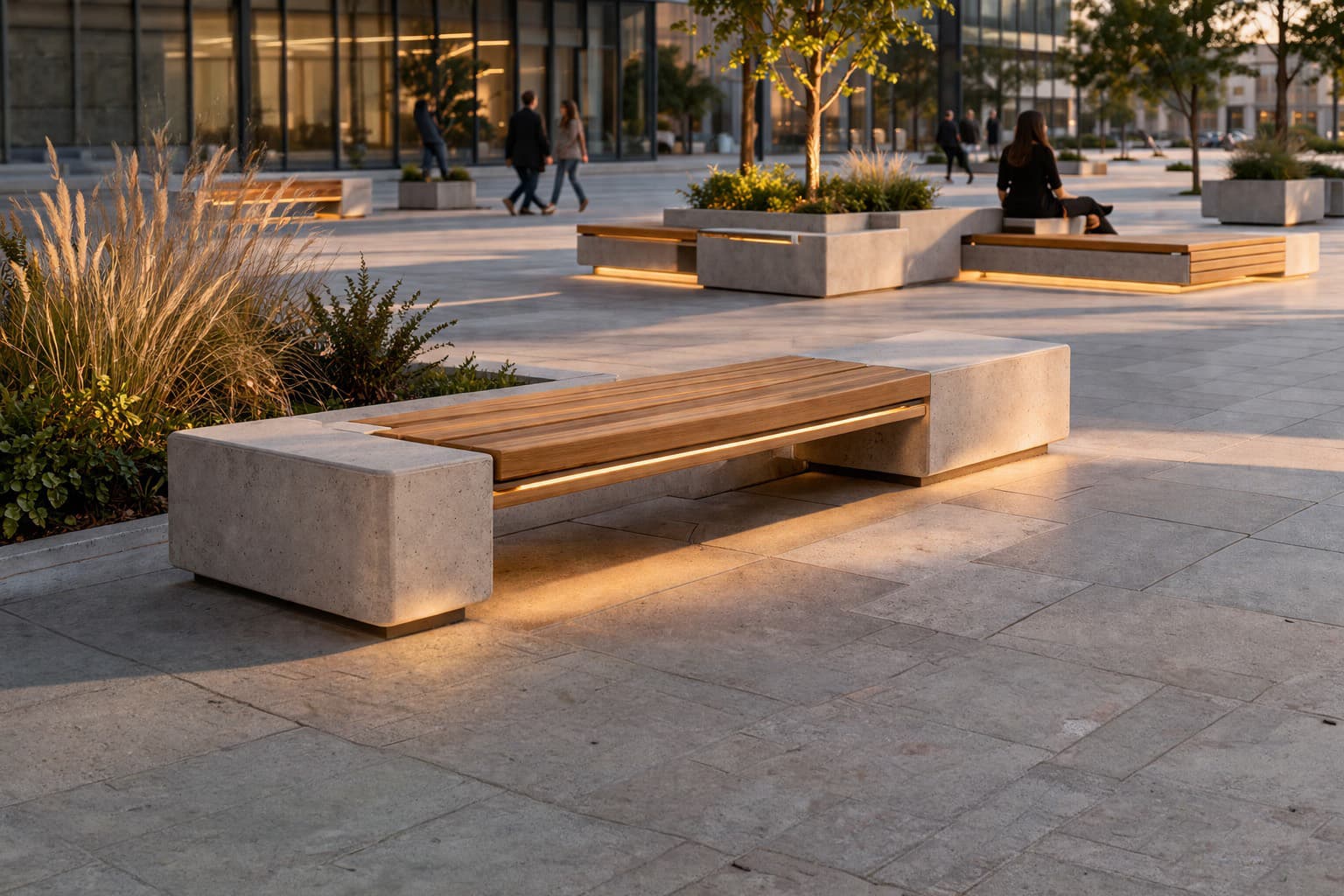 Banc en béton Beaton Foldblock au bord de la Tamise à Londres, près de Tower Bridge