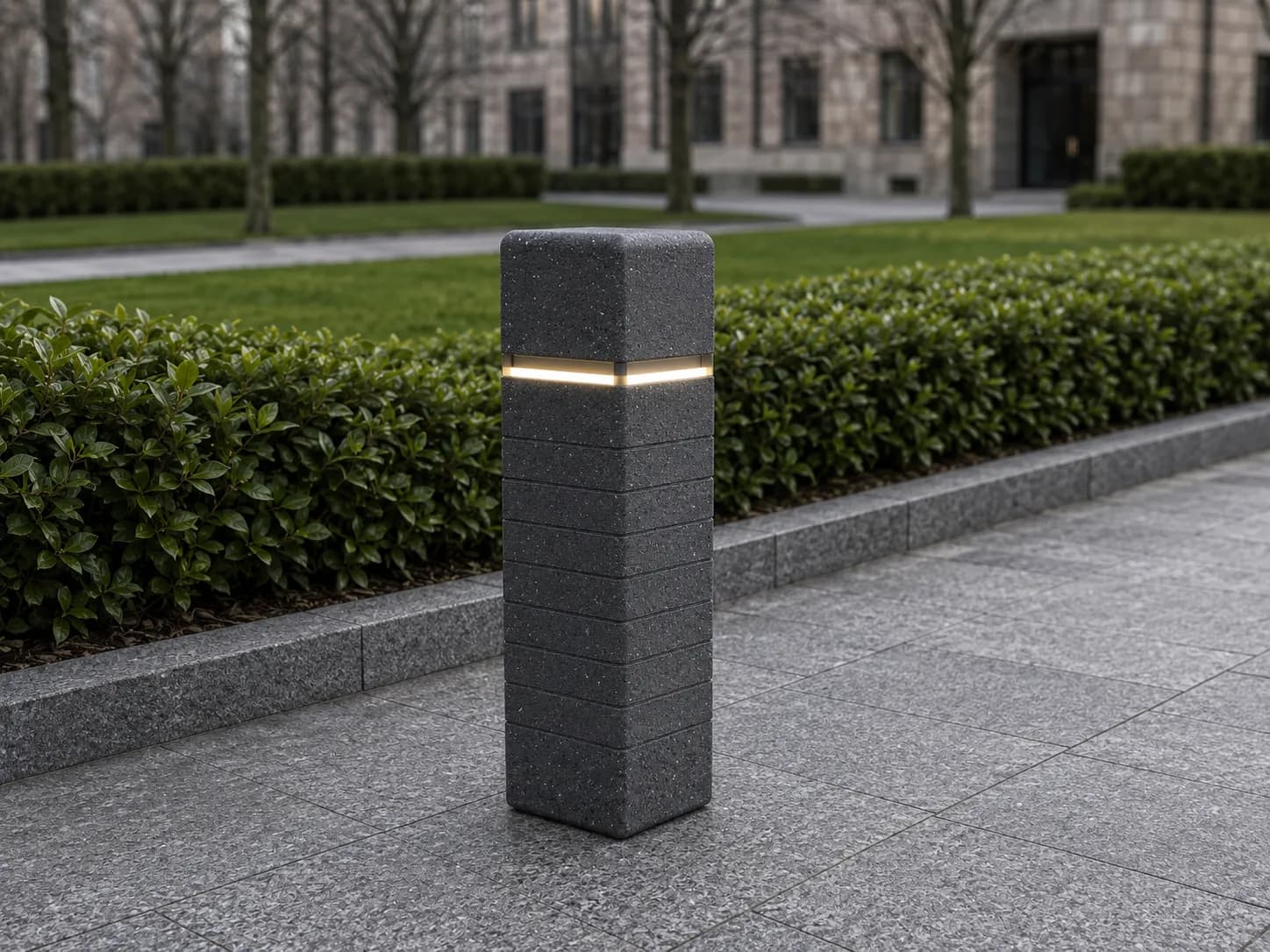 Liora Lighting — in context — basalt concrete + sapelli