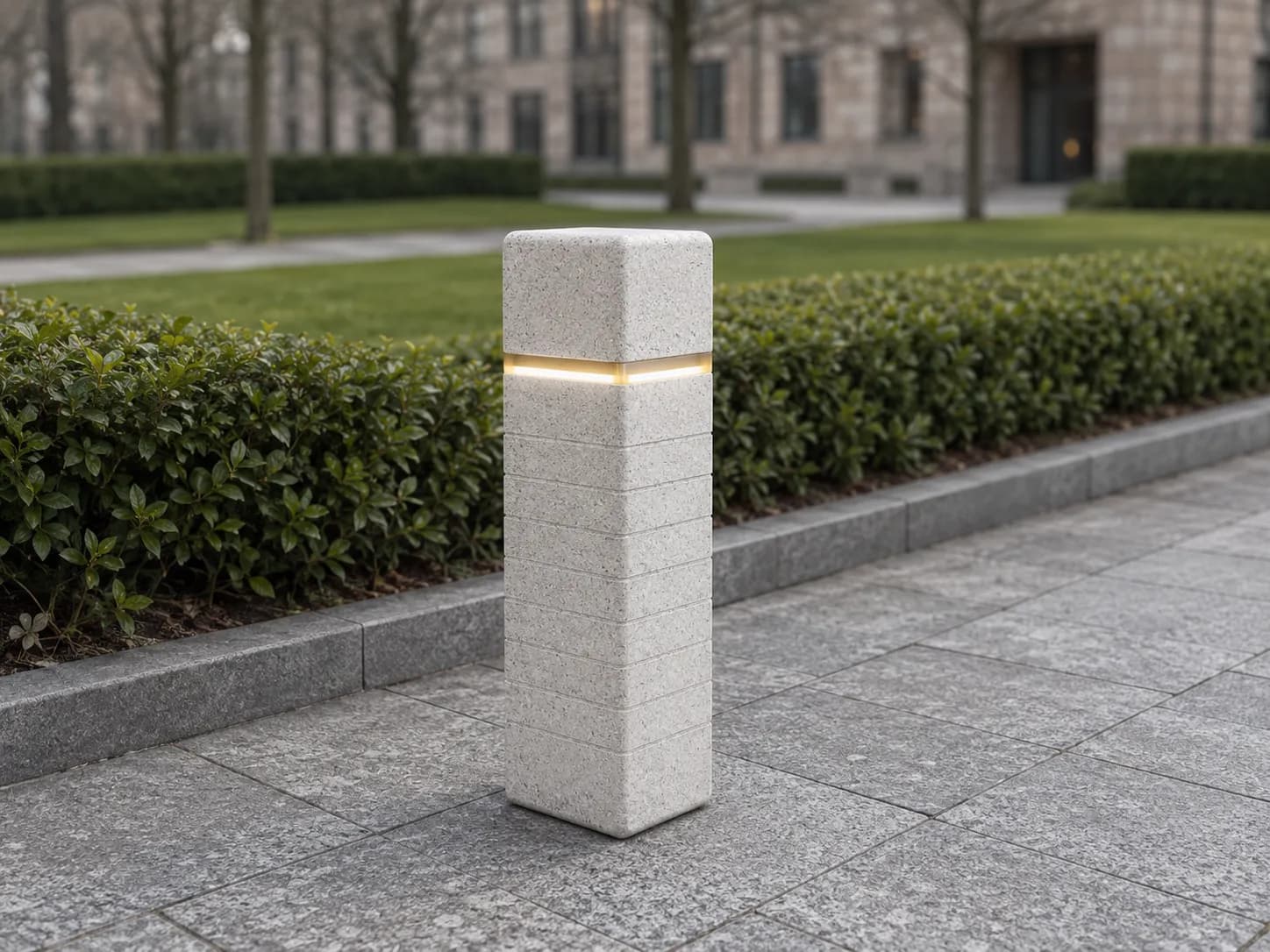 Liora Lighting — in context — off-white concrete + iroko