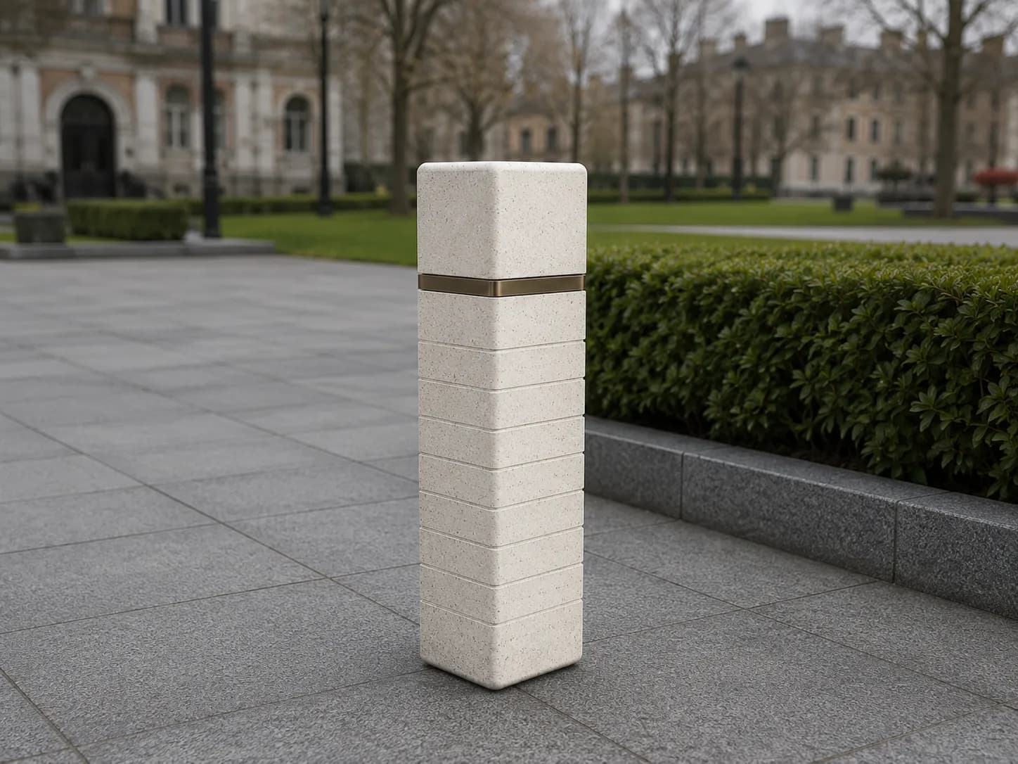 Liora Bollard — in context — off-white concrete + iroko