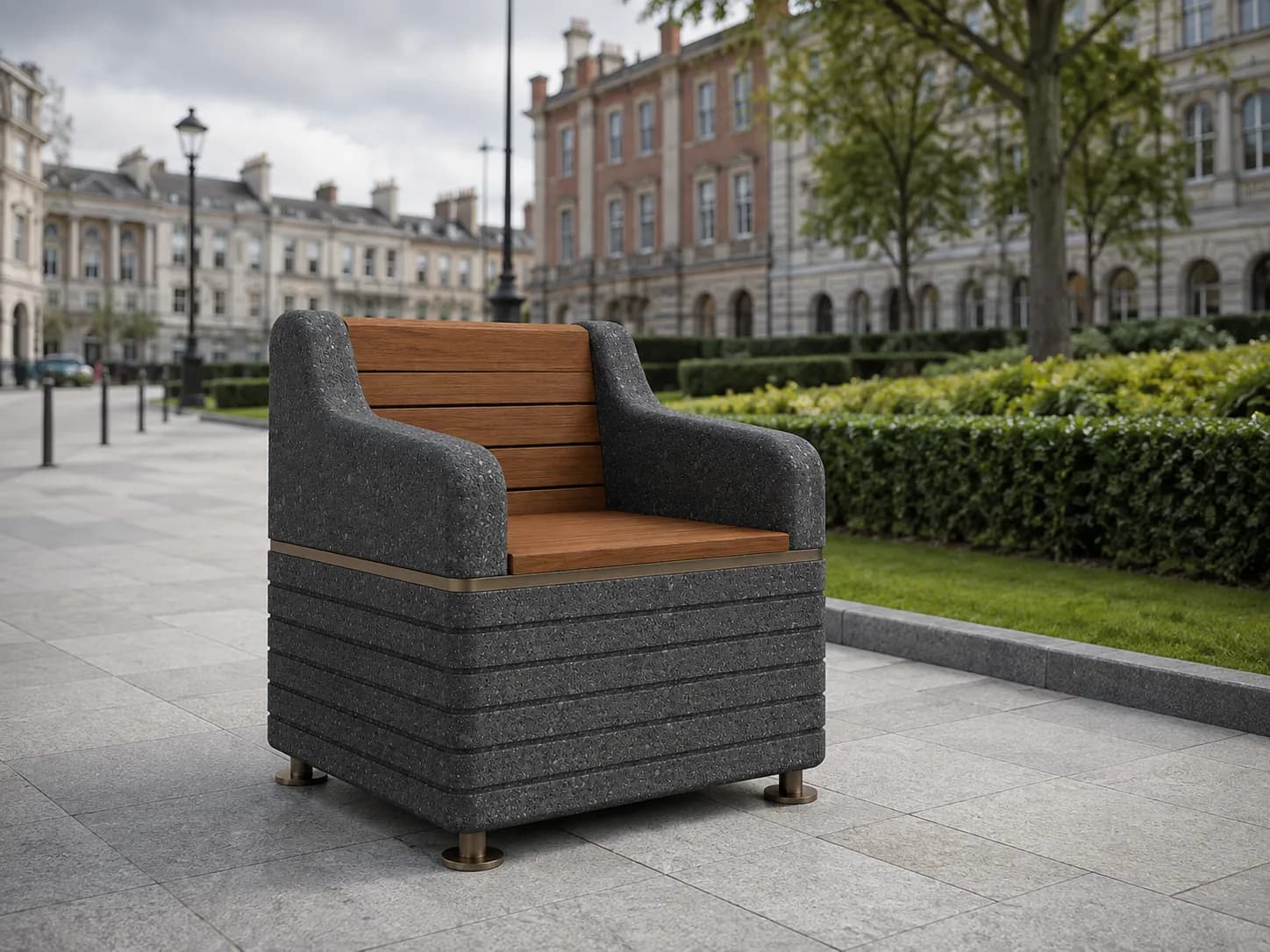 Liora Seating — in context — basalt concrete + sapelli
